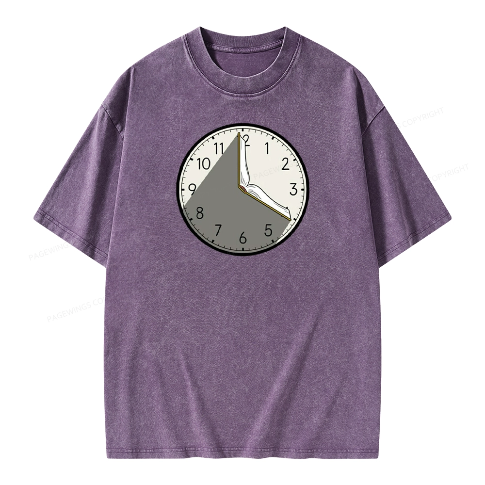 Pagewings Book Clock Unisex Washed T-shirt