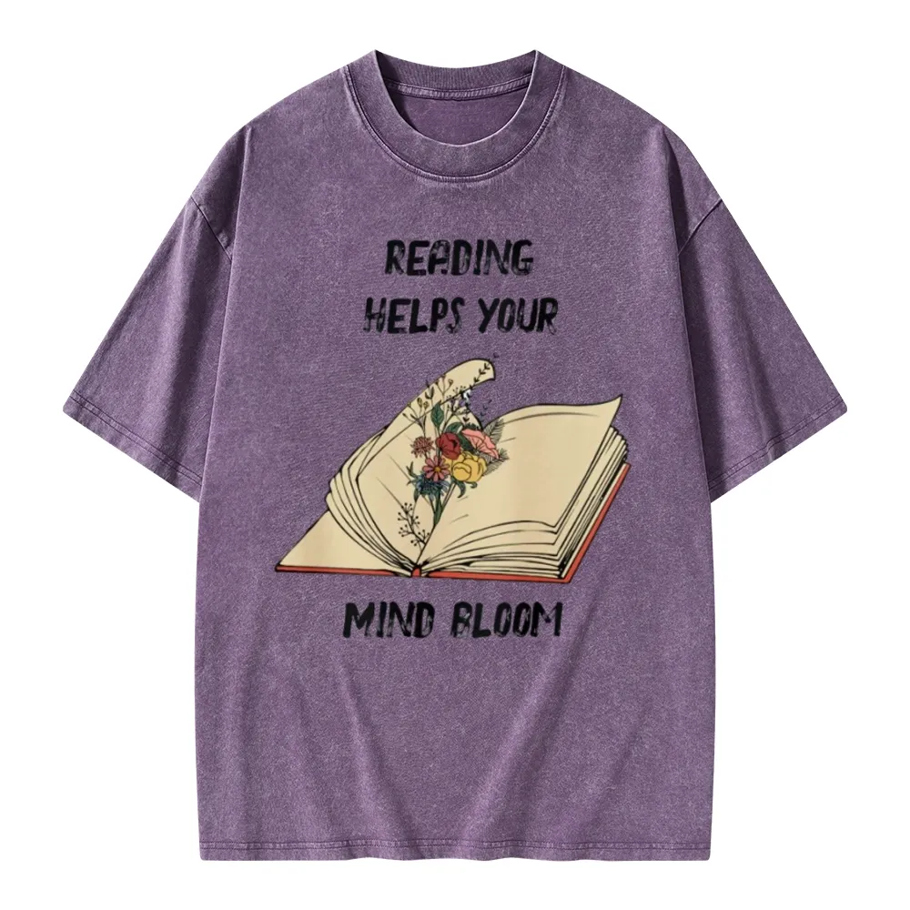 Pagewings Personalised Vintage Reading Book Wild Flowers Unisex Washed T-shirt