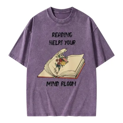 Pagewings Personalised Vintage Reading Book Wild Flowers Unisex Washed T-shirt