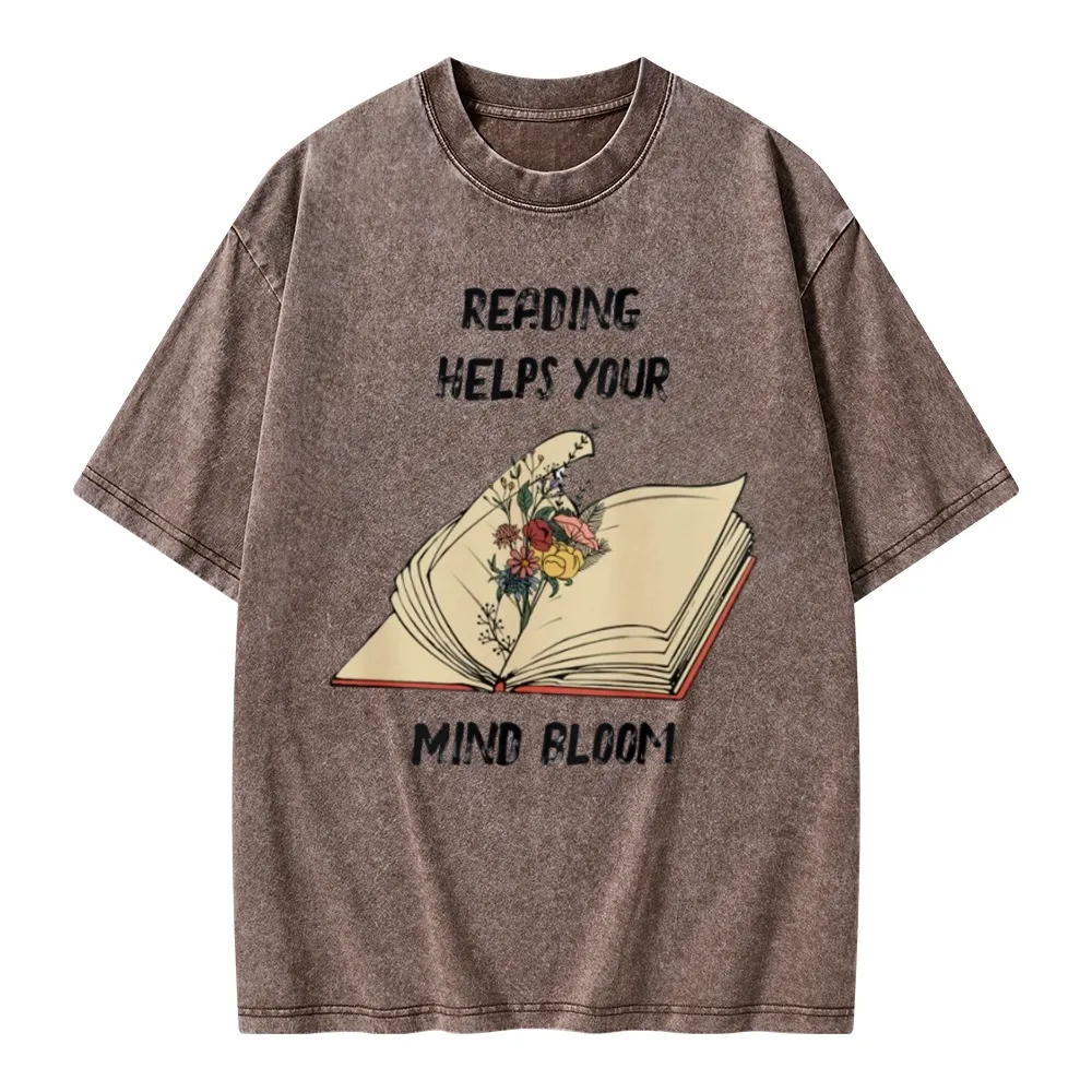 Pagewings Personalised Vintage Reading Book Wild Flowers Unisex Washed T-shirt