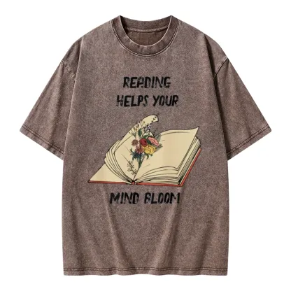 Pagewings Personalised Vintage Reading Book Wild Flowers Unisex Washed T-shirt