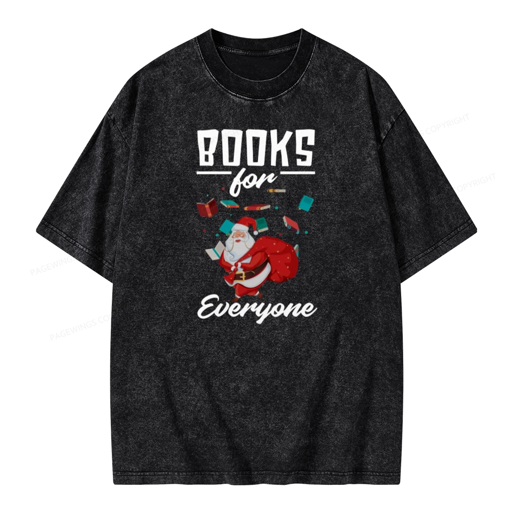 Pagewings Merry Christmas Bookworm Unisex Washed T-shirt