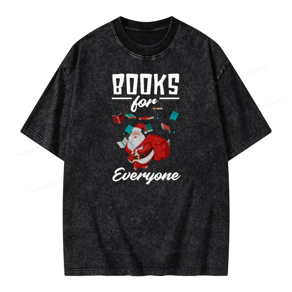 Pagewings Merry Christmas Bookworm Unisex Washed T-shirt