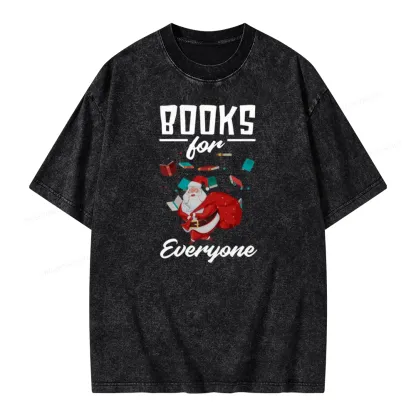 Pagewings Merry Christmas Bookworm Unisex Washed T-shirt