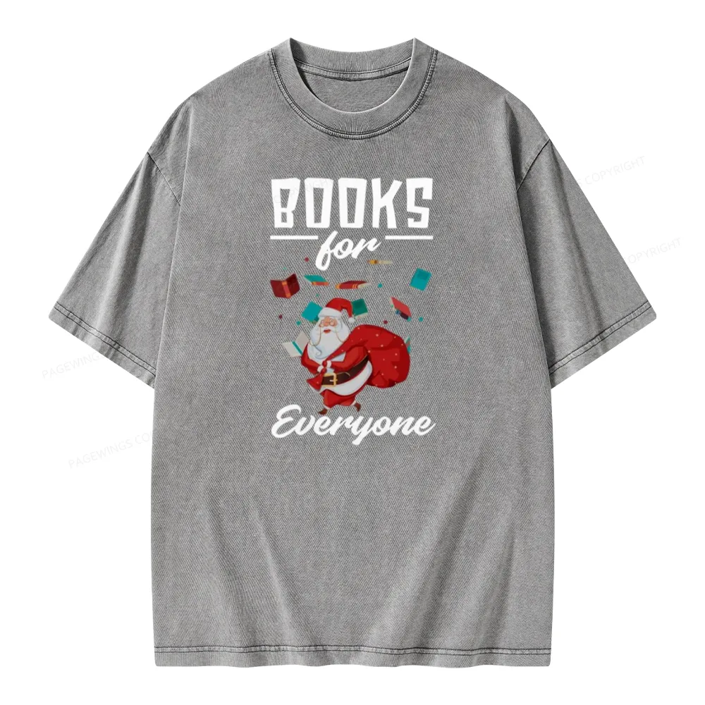 Pagewings Merry Christmas Bookworm Unisex Washed T-shirt