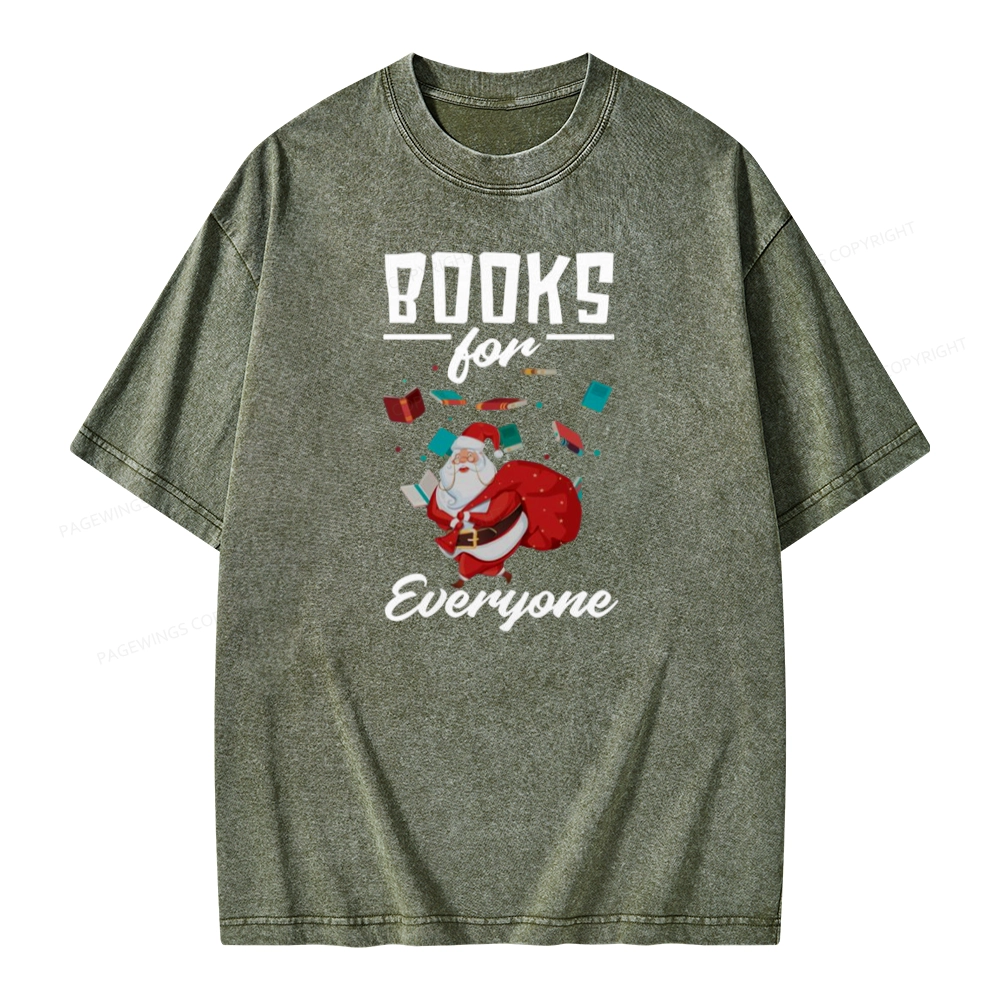 Pagewings Merry Christmas Bookworm Unisex Washed T-shirt