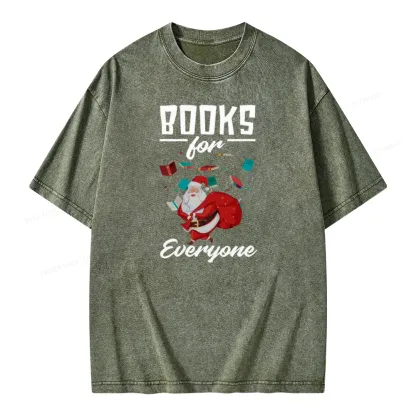 Pagewings Merry Christmas Bookworm Unisex Washed T-shirt