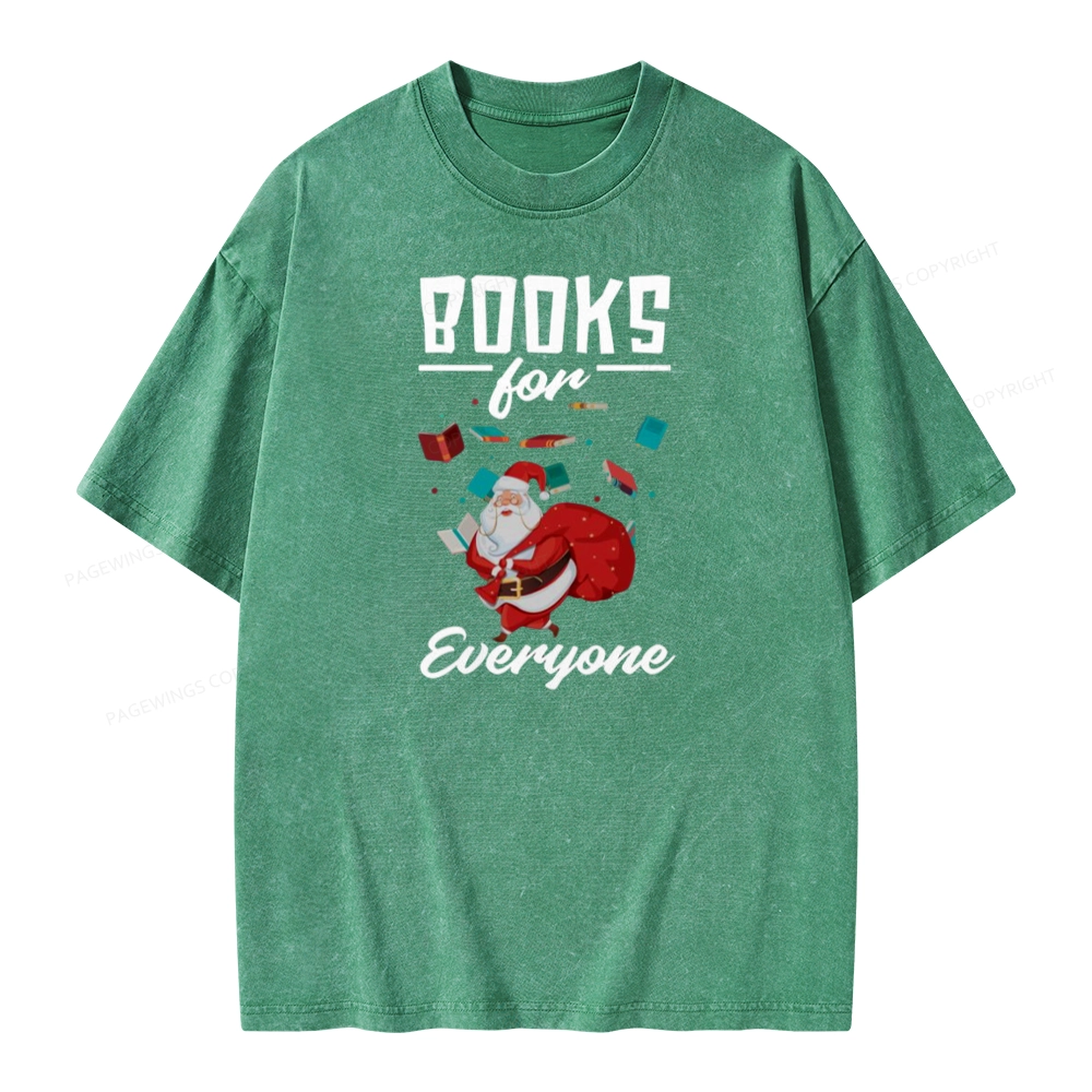 Pagewings Merry Christmas Bookworm Unisex Washed T-shirt