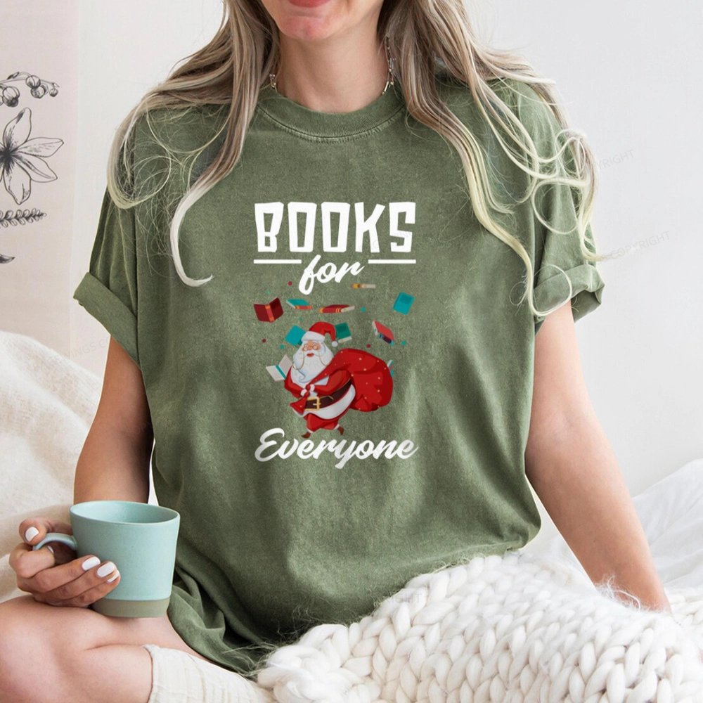 Pagewings Merry Christmas Bookworm Unisex Washed T-shirt