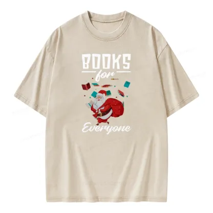 Pagewings Merry Christmas Bookworm Unisex Washed T-shirt