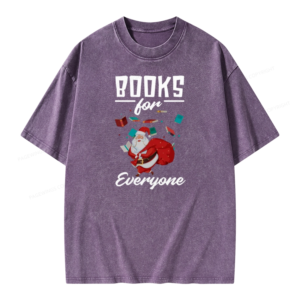 Pagewings Merry Christmas Bookworm Unisex Washed T-shirt