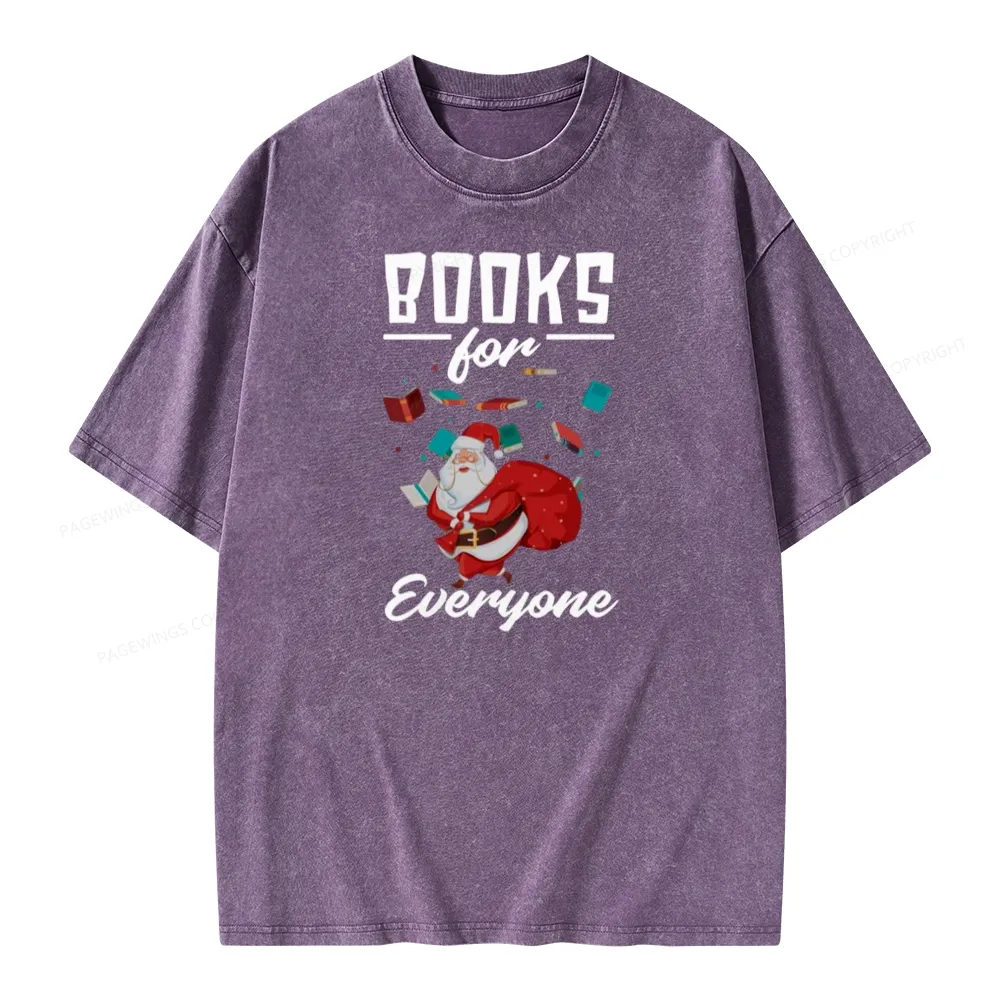 Pagewings Merry Christmas Bookworm Unisex Washed T-shirt