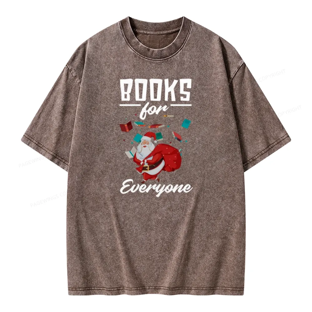 Pagewings Merry Christmas Bookworm Unisex Washed T-shirt