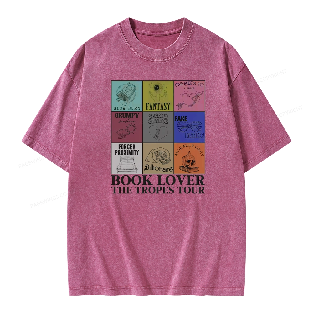 Pagewings Romance Book Genres Bookish Unisex Washed T-shirt