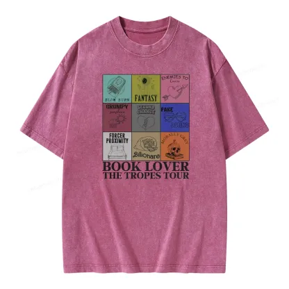 Pagewings Romance Book Genres Bookish Unisex Washed T-shirt