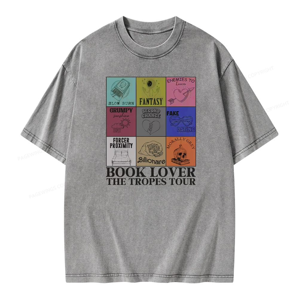 Pagewings Romance Book Genres Bookish Unisex Washed T-shirt