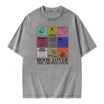 Pagewings Romance Book Genres Bookish Unisex Washed T-shirt