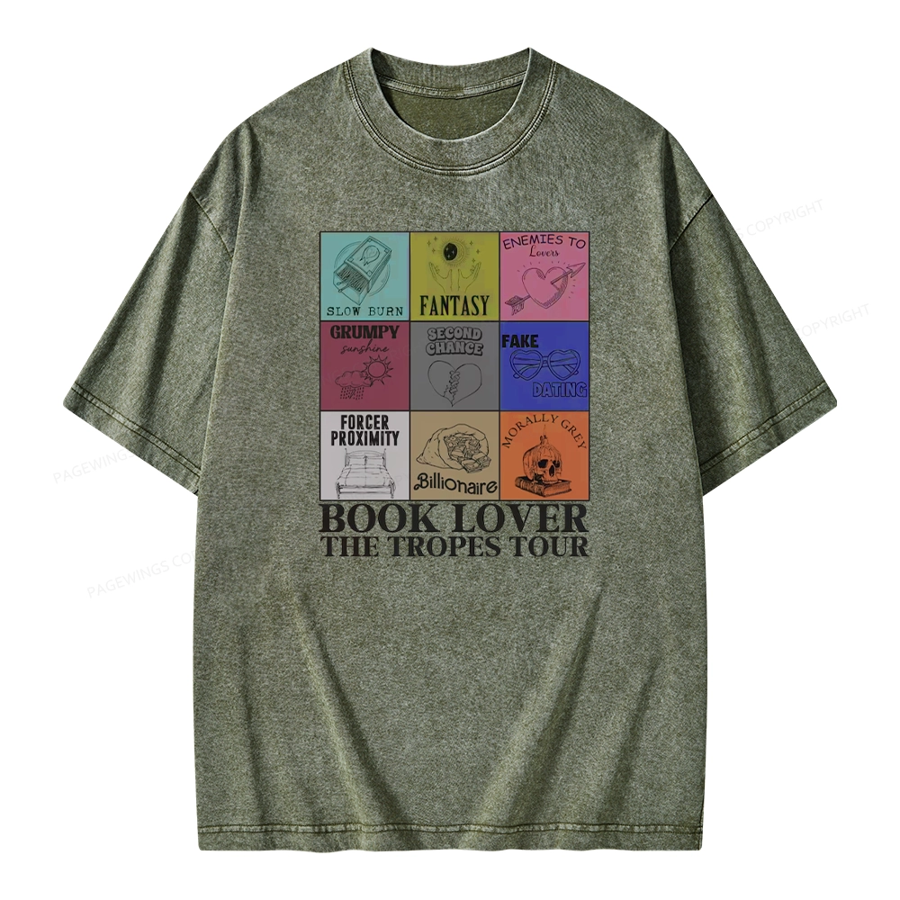 Pagewings Romance Book Genres Bookish Unisex Washed T-shirt