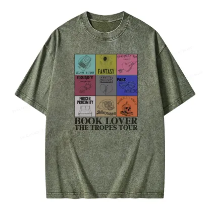 Pagewings Romance Book Genres Bookish Unisex Washed T-shirt