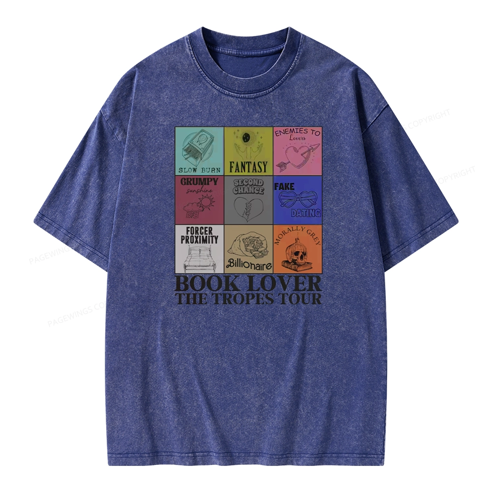 Pagewings Romance Book Genres Bookish Unisex Washed T-shirt