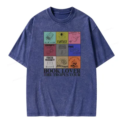 Pagewings Romance Book Genres Bookish Unisex Washed T-shirt