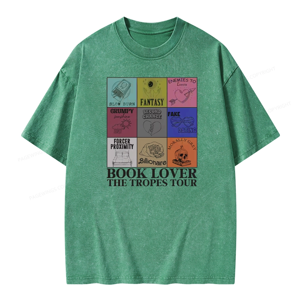 Pagewings Romance Book Genres Bookish Unisex Washed T-shirt