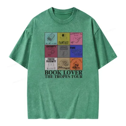 Pagewings Romance Book Genres Bookish Unisex Washed T-shirt