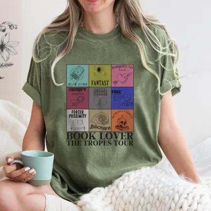 Pagewings Romance Book Genres Bookish Unisex Washed T-shirt