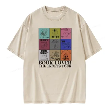 Pagewings Romance Book Genres Bookish Unisex Washed T-shirt