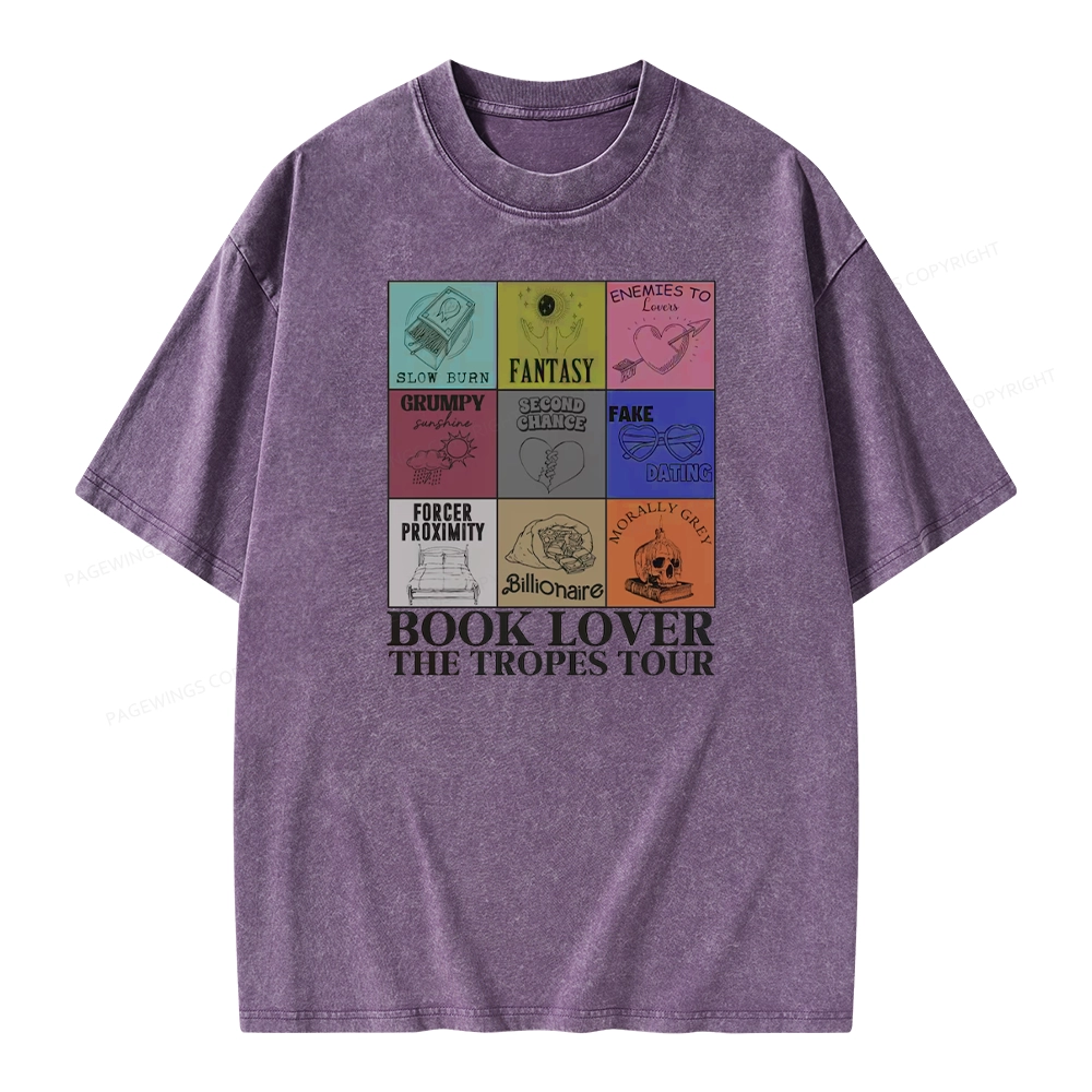 Pagewings Romance Book Genres Bookish Unisex Washed T-shirt