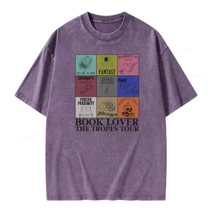 Pagewings Romance Book Genres Bookish Unisex Washed T-shirt