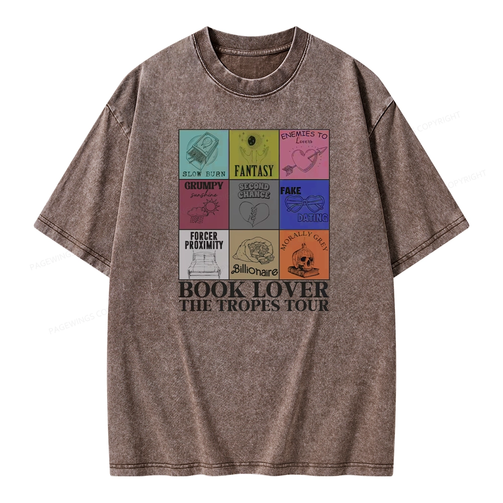 Pagewings Romance Book Genres Bookish Unisex Washed T-shirt