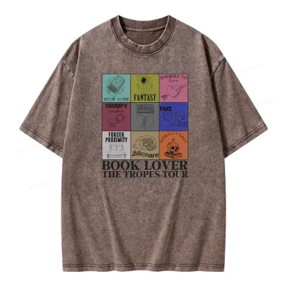Pagewings Romance Book Genres Bookish Unisex Washed T-shirt