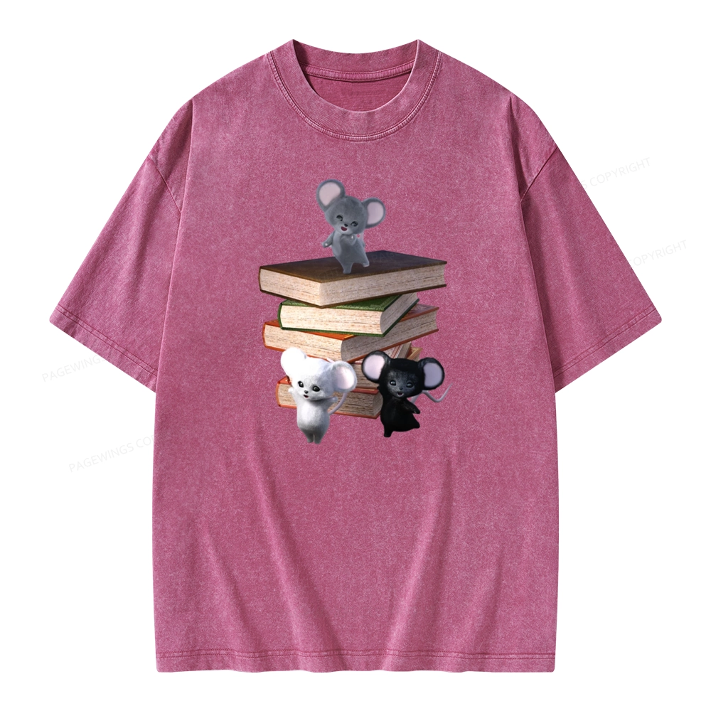 Pagewings Mouse Tail's Book Club Unisex Washed T-shirt