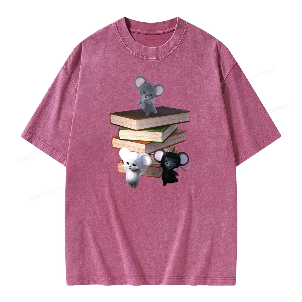 Pagewings Mouse Tail's Book Club Unisex Washed T-shirt