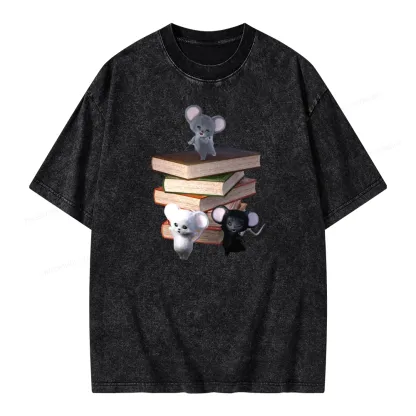 Pagewings Mouse Tail's Book Club Unisex Washed T-shirt