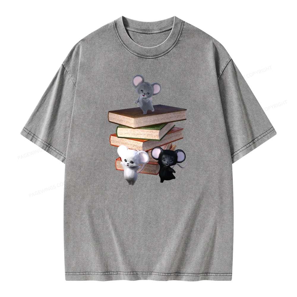 Pagewings Mouse Tail's Book Club Unisex Washed T-shirt