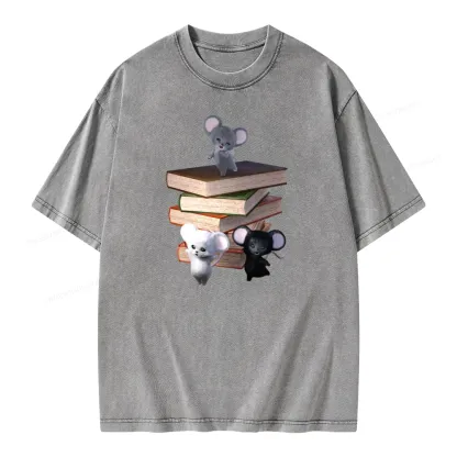 Pagewings Mouse Tail's Book Club Unisex Washed T-shirt