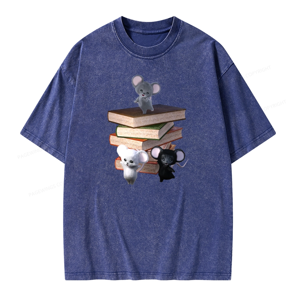 Pagewings Mouse Tail's Book Club Unisex Washed T-shirt
