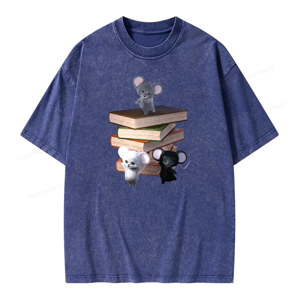 Pagewings Mouse Tail's Book Club Unisex Washed T-shirt
