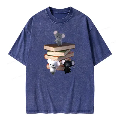Pagewings Mouse Tail's Book Club Unisex Washed T-shirt