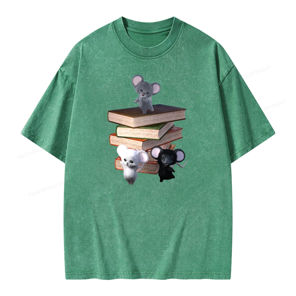 Pagewings Mouse Tail's Book Club Unisex Washed T-shirt