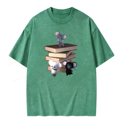 Pagewings Mouse Tail's Book Club Unisex Washed T-shirt