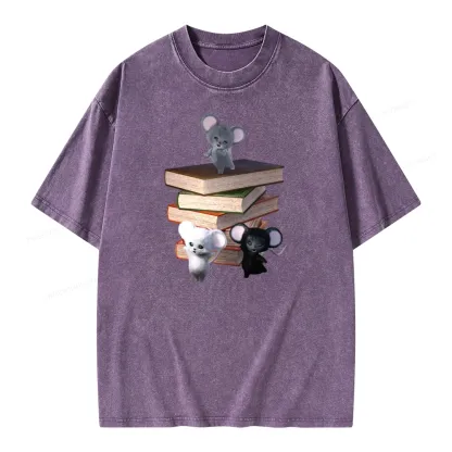 Pagewings Mouse Tail's Book Club Unisex Washed T-shirt
