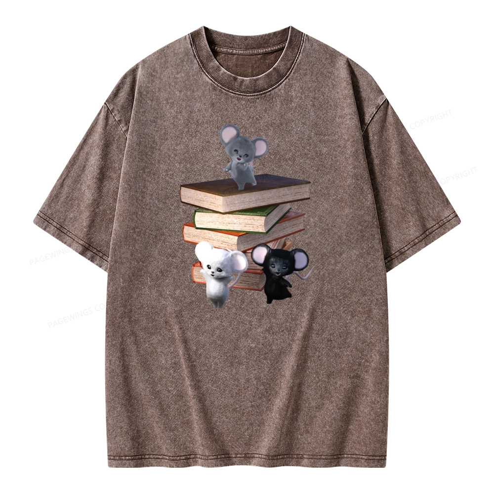 Pagewings Mouse Tail's Book Club Unisex Washed T-shirt