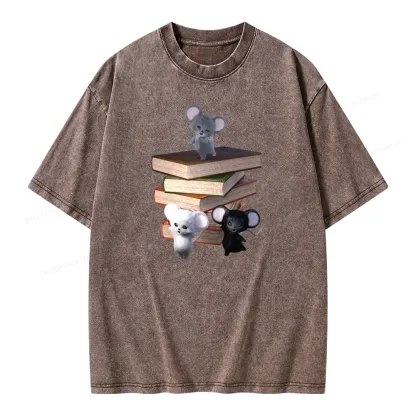 Pagewings Mouse Tail's Book Club Unisex Washed T-shirt