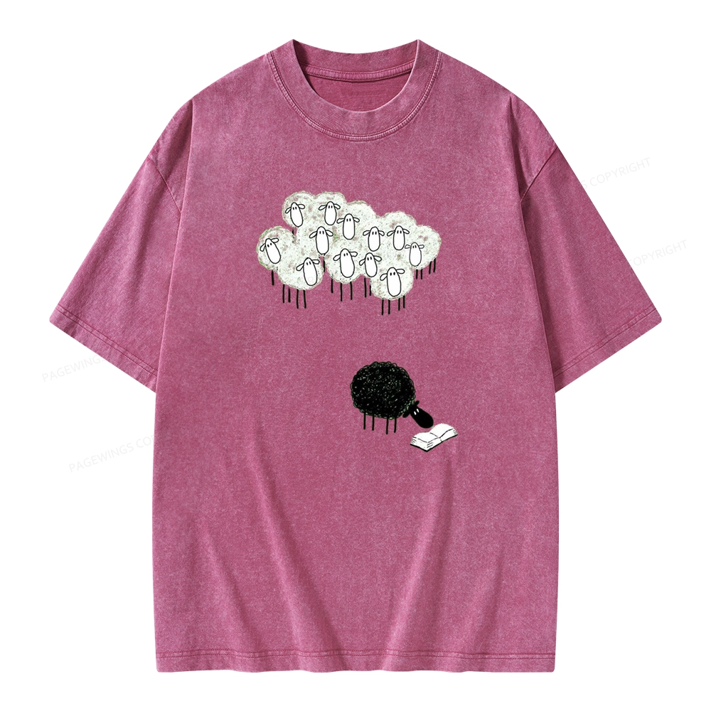 Pagewings Reading Fluffy Flock Unisex Washed T-shirt