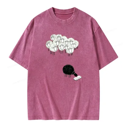 Pagewings Reading Fluffy Flock Unisex Washed T-shirt