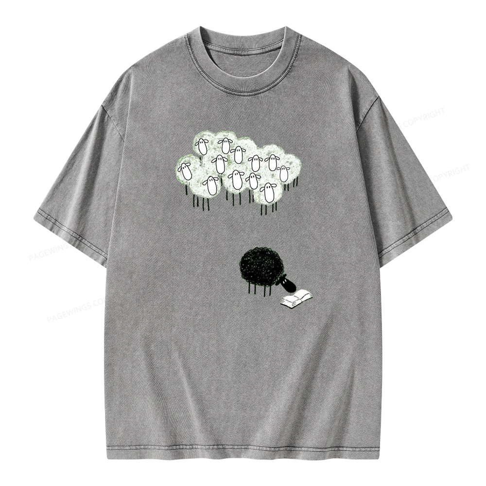 Pagewings Reading Fluffy Flock Unisex Washed T-shirt