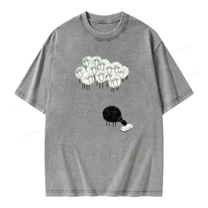 Pagewings Reading Fluffy Flock Unisex Washed T-shirt
